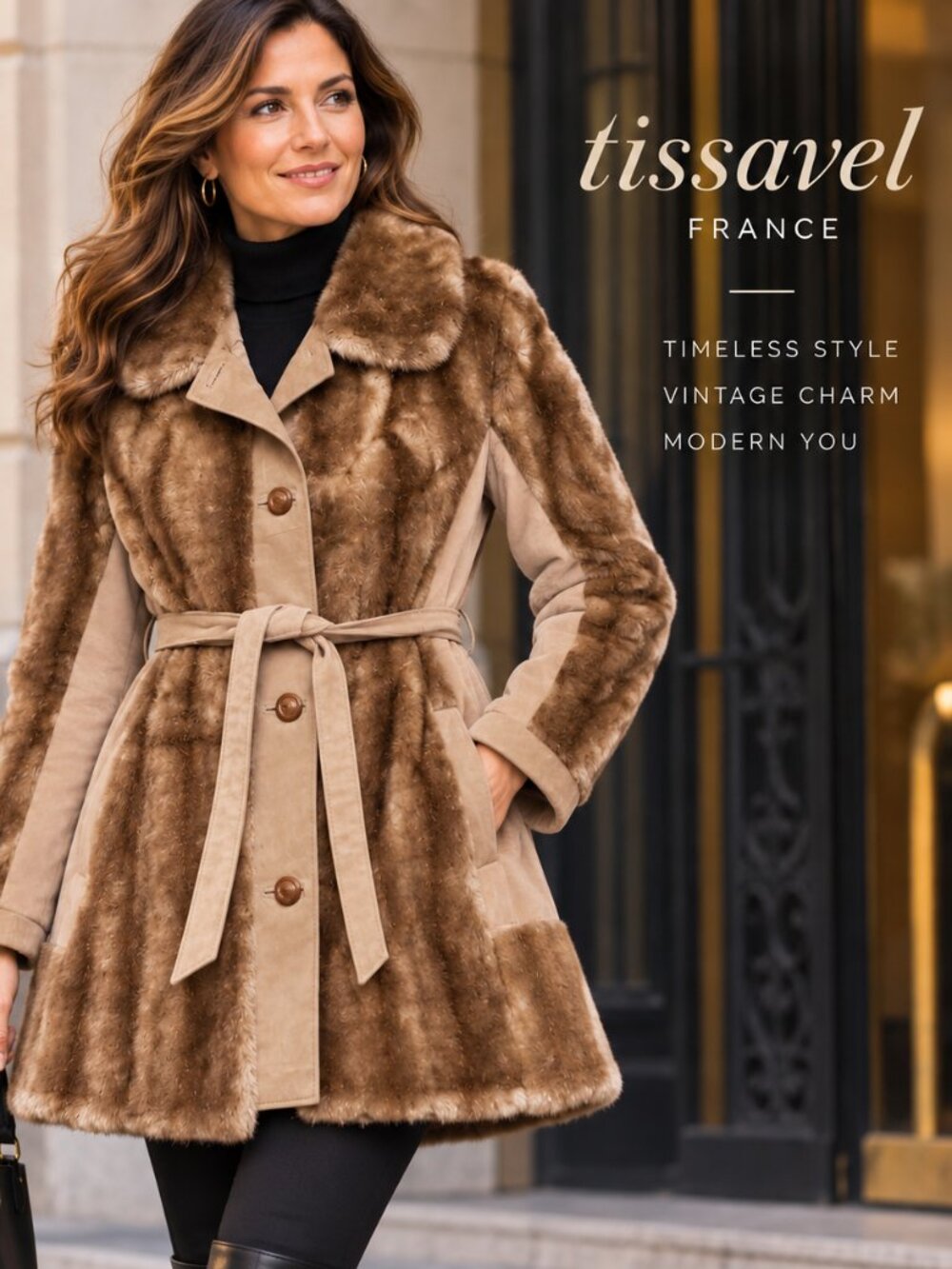 ✨ Vintage Tissavel France Faux Fur Coat ✨